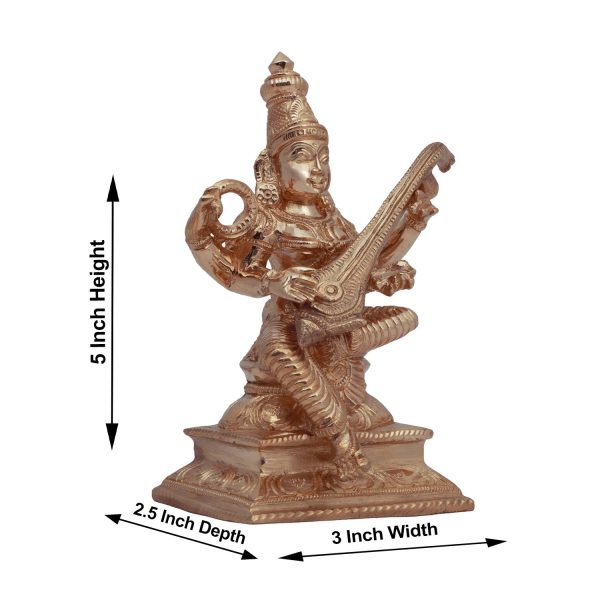 Saraswati Murti - 5 Inches | Panchaloha Idol  Saraswati Idol  Saraswati Mata Murti for Pooja For Sale