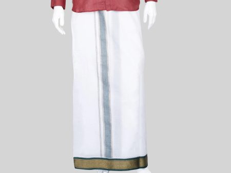 Veshti - 10 x 6 Yards | 10 Kan MayilKan Border Dhoti  White Vesti for Men Hot on Sale