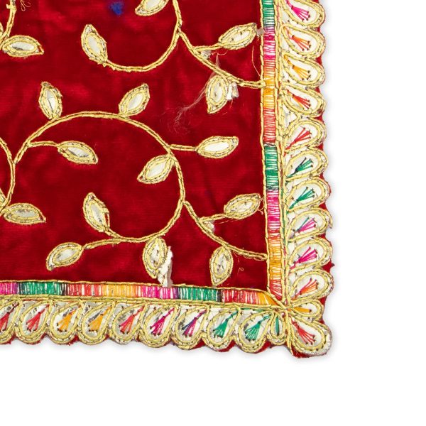 Asan Mat - 9.5 x 7 Inches | Velvet Aasan Mat  Jari Border Pooja Aasan for Deity  Assorted Colours  10 Gms Approx Online now