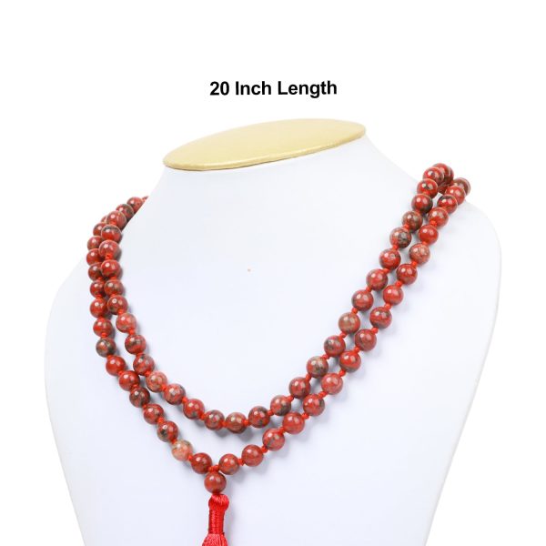 Semi Precious Stone Mala - Red | Jasper Mala  Japa Mala  Jewellery for Men & Women on Sale