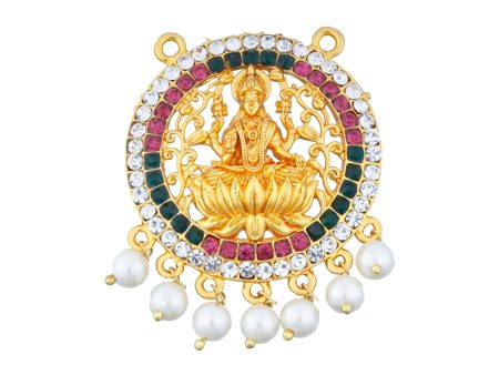 Lakshmi Pendant - 2 Inches | Stone Laxmi Pendant  Gold Polish Lakshmi Locket for Deity Hot on Sale