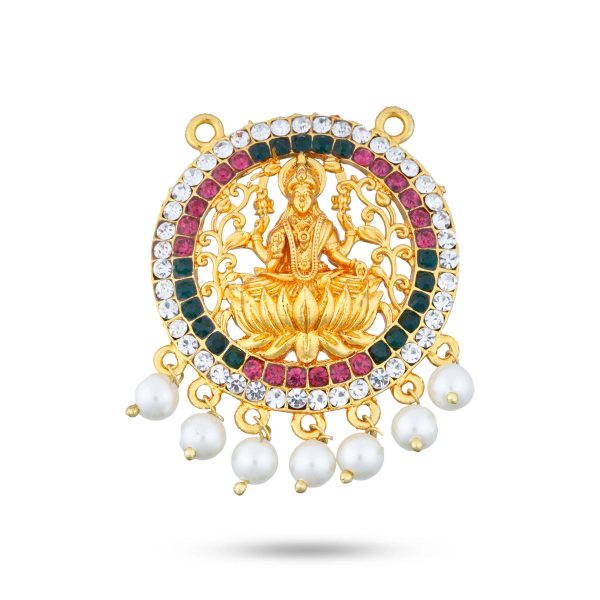 Lakshmi Pendant - 2 Inches | Stone Laxmi Pendant  Gold Polish Lakshmi Locket for Deity Hot on Sale