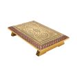 Patla - 8 x 12 Inches | Wooden Manai Palagai  Gold Polish Bajot  Chowki for Pooja  1.985 Kgs Approx Online Sale