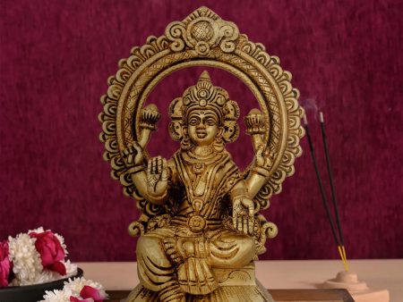 Lakshmi Idol With Arch - 8 x 5.5 Inches | Antique Brass Idol  Laxmi Murti  Lakshmi Murti for Pooja  2.500 Kgs Online