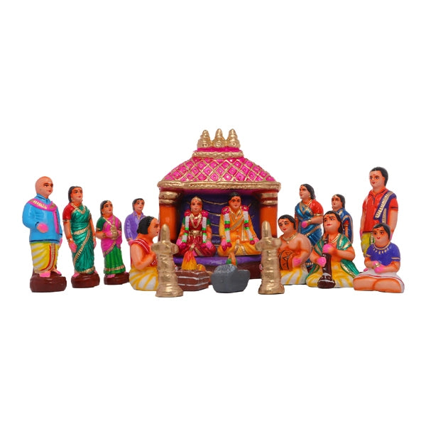 Marriage Clay Golu Bommai Set - 10.5 x 8 Inches | Giri Golu Doll  Navaratri Golu Bomma Gombe Bommai Online