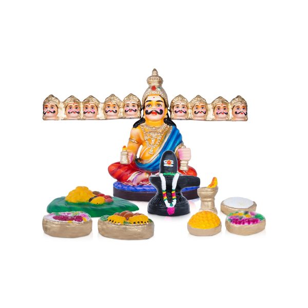 Ravana Linga Pooja Clay Golu Bommai Set - 14 x 24 Inches | Giri Golu Doll  Navaratri Golu Bomma Gombe Bommai Hot on Sale