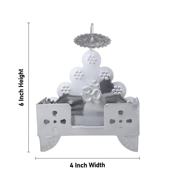 Manai with Chatri - 6 x 4 Inches | German Silver Chowki  Pooja Aasan for Deity  130 Gms Approx Online now