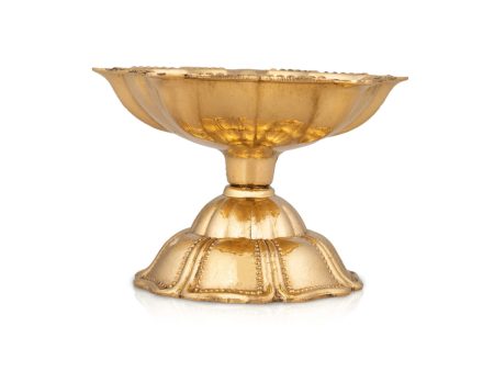 Brass Lamp With Base - 1.5 x 2 Inches | Star Design Deep  5 Face Brass Vilakku for Pooja  35 Gms Approx Online