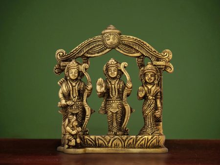 Ramar Statue With Arch - 5.5 x 4.5 Inches | Sita Ram Laxman Hanuman  Antique Brass Idol for Pooja  780 Approx For Sale