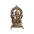 Laxmi Idol With Arch- 7.5 x 4 Inches | Antique Brass Idol  Lakshmi Idol Sitting On Chowki for Pooja  1.650 Kgs on Sale