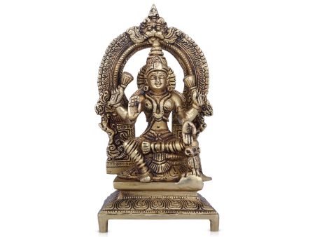 Laxmi Idol With Arch- 7.5 x 4 Inches | Antique Brass Idol  Lakshmi Idol Sitting On Chowki for Pooja  1.650 Kgs on Sale