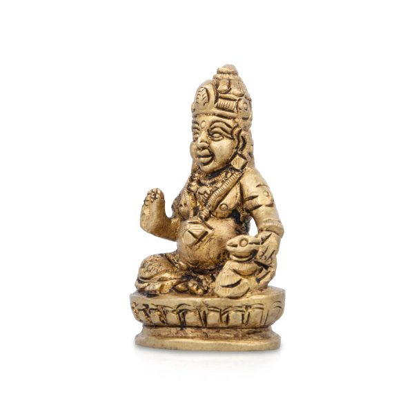 Kuber Statue - 2 x 1 Inches | Kuber Murti  Antique Brass Idol for Pooja  110 Gms Approx on Sale