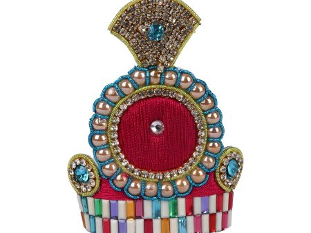 Jari Mukut  - 3.5 x 2.5 Inches Round |  Kireedam  Stone Crown  Multicolour Stone Kiritam for Deity Online Hot Sale