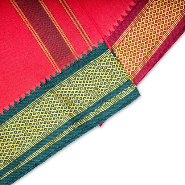 Cotton Veshti - 2 Mtrs | Padayappa Border Dhoti  Red Colour Vesti for Men For Discount