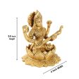 Saraswati Murti Sitting On Lotus - 5.5 x 4 Inches | Antique Brass Idol  Saraswati Idol for Pooja  1.290 Kgs Approx Discount