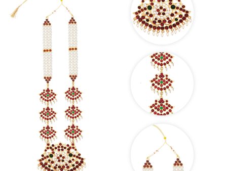 Kemp Moti Haram - 11 Inches | 3 Line Long Necklace  Moti Jewellery for Dance Online Sale