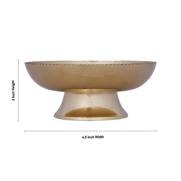 Brass Bowl With Stand - 2 x 4.5 Inches | Brass Cup  Pooja Cup for Home  190 Gms Approx For Sale