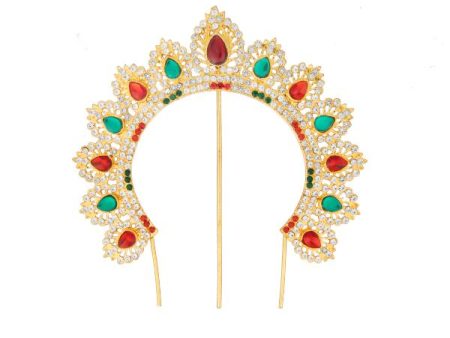 Hair Arch - 6.5 Inches - 5.5 Inch | Stone Arch  Hair Accessory  Multicolour Stone Jewellery for Deity For Cheap