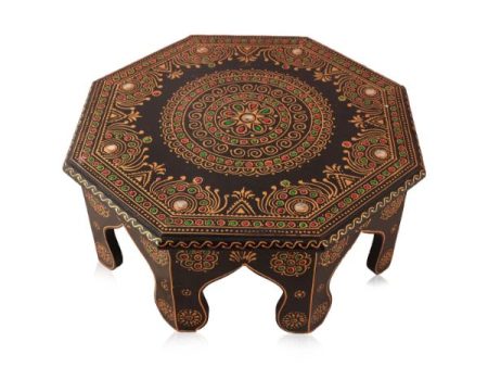 Wooden Chowki - 14 Inches | Hexagon Shape Bajot  Manai  Pooja Chowki for Home For Cheap