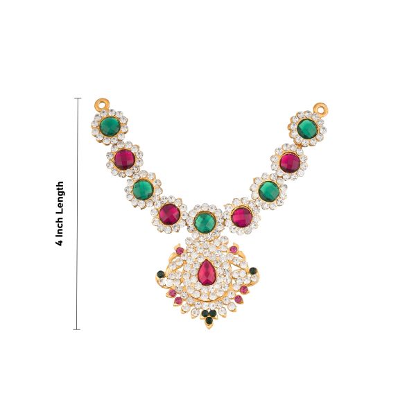 Stone Necklace - 4 Inches | Multicolour Stone Jewellery  Stone Jewelry for Deity Decor  35 Gms Approx Fashion