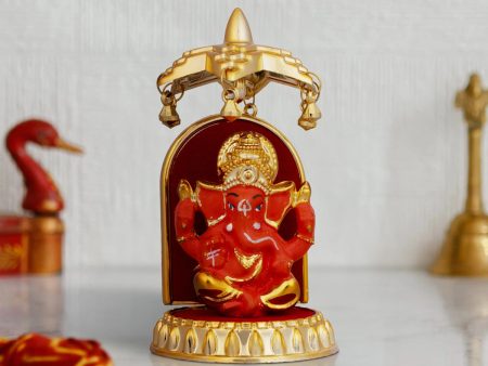 Ganesh Idol With Umbrella - 5 x 2.5 Inches | Vinayaka Statue  Ganpati Idol for Car Decor  44 Gms Approx Sale