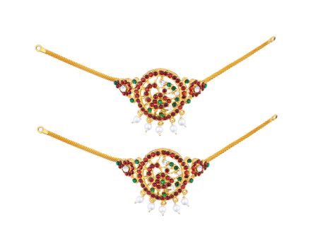 Kemp Baju Band Pair - 8 Inches | Bharatanatyam Jewelry  Multicolour Stone Jewellery for Dance  60 Gms Hot on Sale