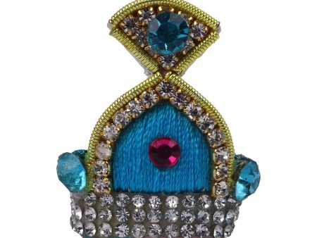 Jari Mukut  - 1.5 x 1 Inches |  Kireedam  Stone Crown  Multicolour Stone Kiritam for Deity on Sale