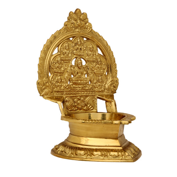 Ashtalakshmi Vilakku - 8.5 Inches | Ashtalakshmi Deepam  Brass Lamp for Pooja  1.340 Kgs Approx Online now