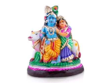 Radha Krishna with Cow Clay Golu Bommai - 10 x 8 Inches | Giri Golu Doll  Navaratri Golu Bomma Gombe Bommai Online Sale