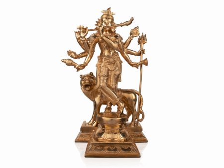 Radha Durga Murti Standing With Lion - 16 x 8.5 Inches | Panchaloha Statue for Pooja  14.750 Kgs Approx Discount