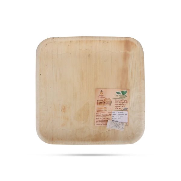 Areca Leaf Plate - 10 Pcs Set - Square Deep - 10x10 Inch For Sale