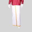 Veshti - 3.6 Mtrs | 40k Jari Border Dhoti  White Vesti for Men  320 Gms Fashion