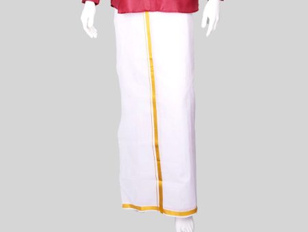 Veshti - 3.6 Mtrs | 40k Jari Border Dhoti  White Vesti for Men  320 Gms Fashion