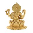 Saraswati Murti Sitting On Lotus - 5.5 x 4 Inches | Antique Brass Idol  Saraswati Idol for Pooja  1.290 Kgs Approx Discount