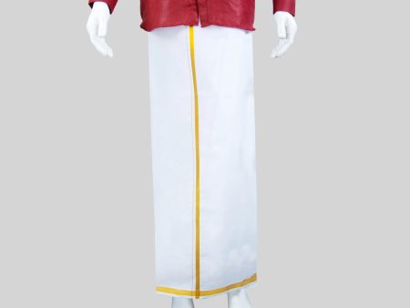 Veshti - 2 Mtrs | White Dhoti  Jari Border Vesti for Men Supply