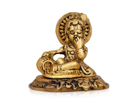 Butter Krishna Idol - 3 x 3.5 Inches | Aluminium Krishna Idol  Gold Polish Krishna Statue for Pooja  180 Gms Online now