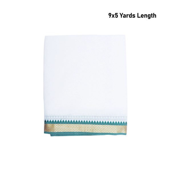 Veshti - 9 x 5 Yards | Karigam Mayilkan Border Dhoti  Half White Colour Vesti for Men on Sale