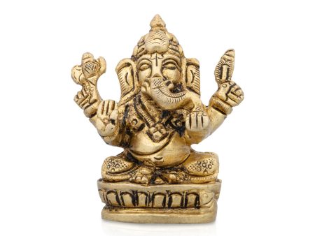 Ganpati Murti - 2.5 x 1.25 Inches | Antique Brass Idol  Vinayagar Silai for Pooja  140 Gms Approx Sale