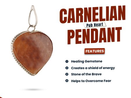 Crystal Stone Pendant  - Carnelian Pub Heart |  Crystal Dollar  Stone Locket for Men & Women Online