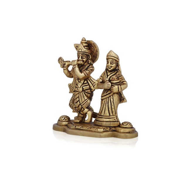 Radha Krishna Murti with Peacock - 4 x 4.5 Inches | Antique Brass Idol  Radha Krishna Idol for Pooja  610 Gms Sale