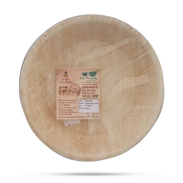 Areca Leaf Plate - 10 Pcs Set - Round Deep - 7 Inch dia Discount