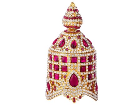 Stone Round Kireedam - 2.5 x 2.5 Inches | Full Mukut  Multicolour Stone Kiritam  Crown for Deity Online Hot Sale