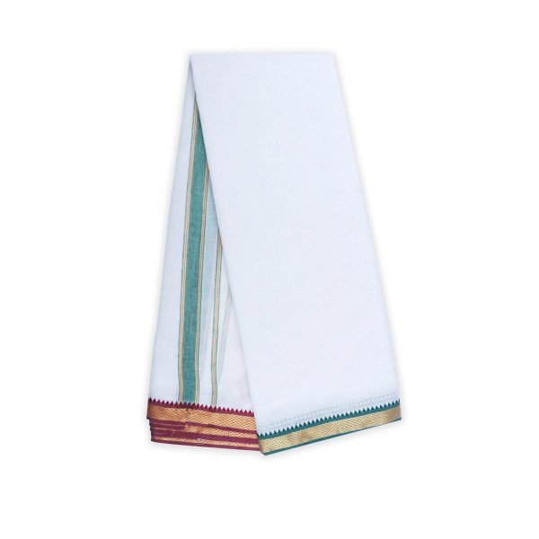 Veshti - 9 x 5 Yards | Karigam Mayilkan Border Dhoti  Half White Colour Vesti for Men on Sale