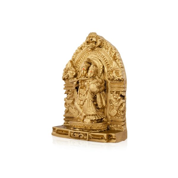 Radha Krishna Murti with Arch - 4.5 x 3.25 Inches | Resin Statue  Gold Polish Radha Krishna Idol for Pooja Supply