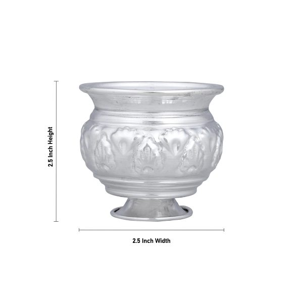 Chandan Cup With Base - 2.5 x 2.5 Inches | German Silver Cup  Chandan Bowl for Pooja  70 Gms Approx Hot on Sale