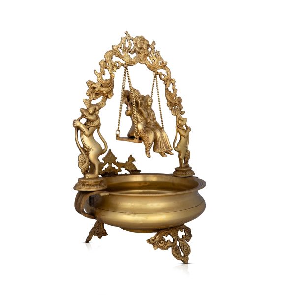 Flower Pot With Radha Krishna - 22 x 12 Inches | Brass Urli With Stand  Uruli for Living Room  12.060 Kgs Approx on Sale