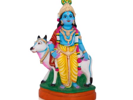 Krishna Idol with Cow - 15 Inches | Giri Golu Doll  Clay  Pasu Krishnan  Navarathri Doll Online now