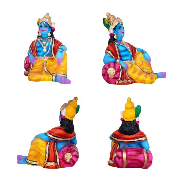 Krishna Radha Thayam Aduthal Paper Mache Golu Bommai Set - 9 x 5 Inches | Giri Golu Doll  Navaratri Golu Bomma Fashion