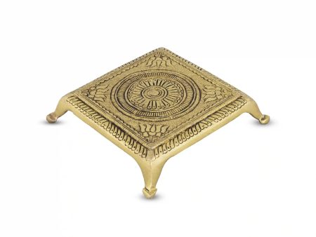 Pooja Chowki - 1 x 5 Inches | Antique Brass Bajot  Patla for Home  550 Gms Approx on Sale