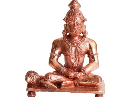 Anjaneya Statue - 3.5 x 2.75 Inches | Panchaloha Statue  Sitting Hanuman Statue for Pooja  335 Gms Approx on Sale